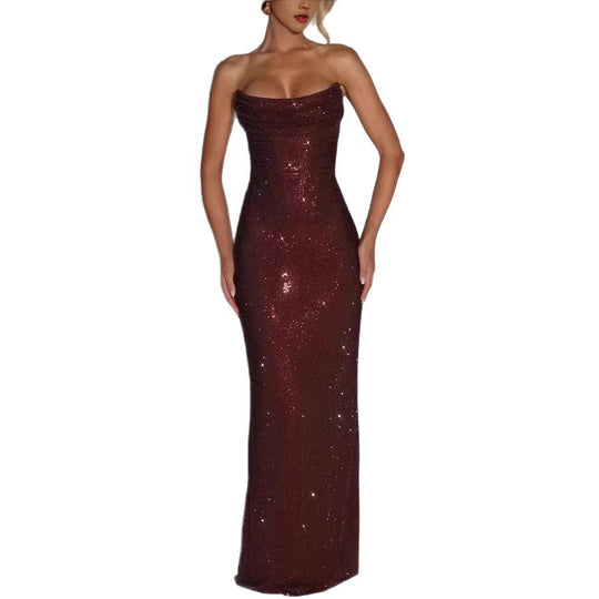 Elegant Sleeveless Sequined Evening Dress