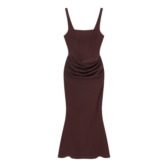 Sleeveless Backless Bodycon Long Dress with Fish Tail Hem
