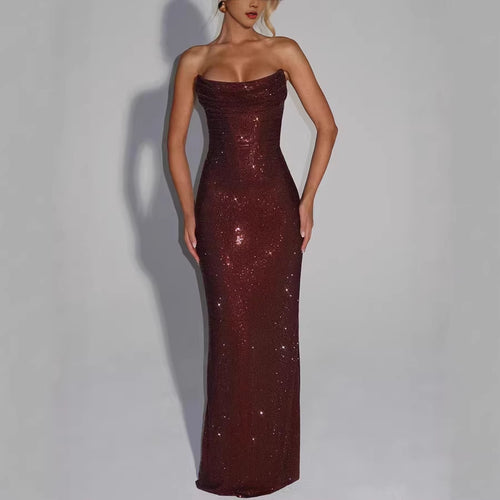 Elegant Sleeveless Sequined Evening Dress