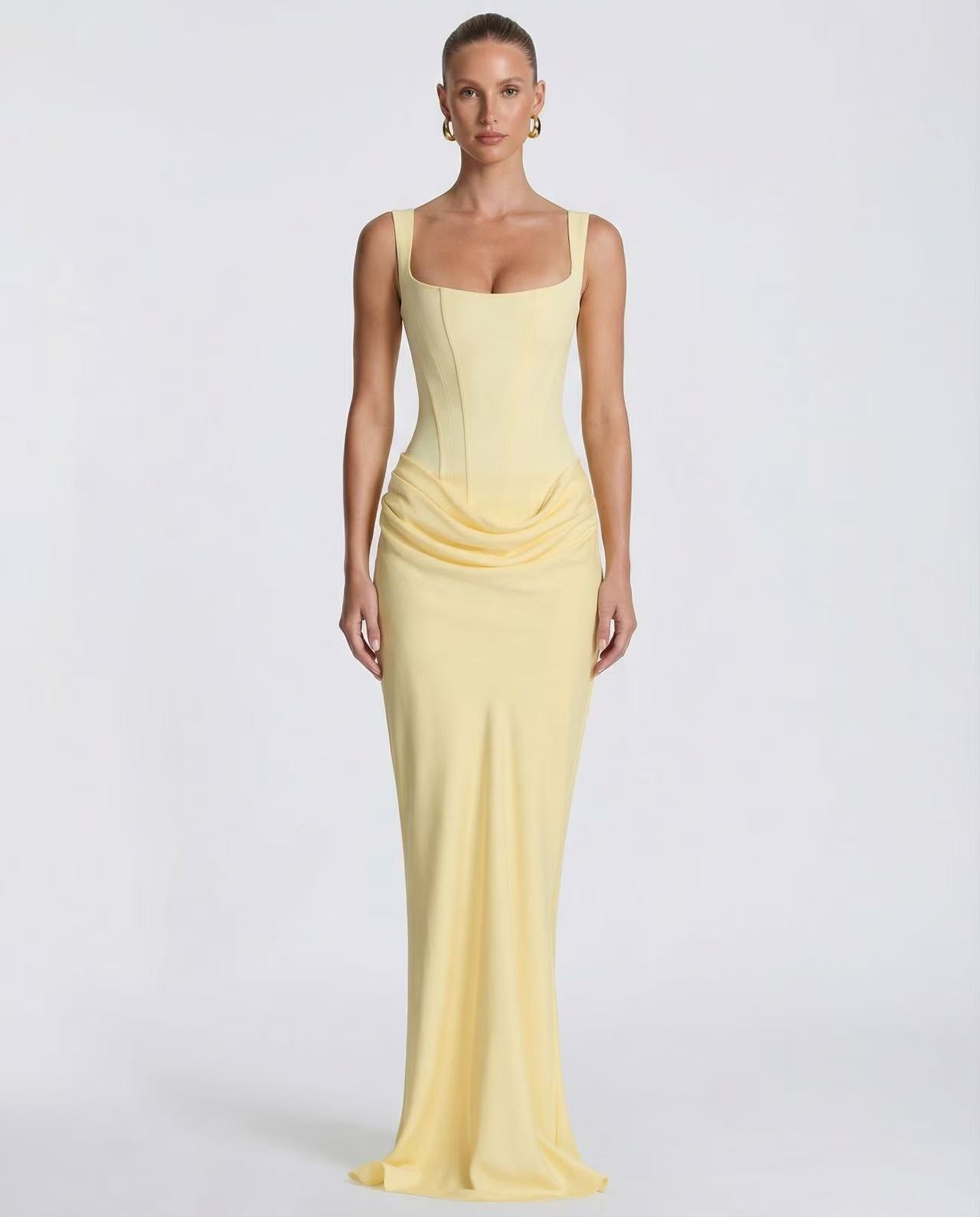 Sleeveless Backless Bodycon Long Dress with Fish Tail Hem