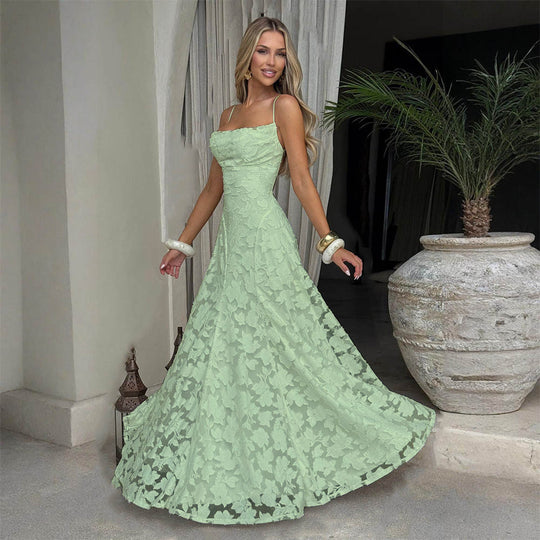 Elegant Lace Backless Evening Dress